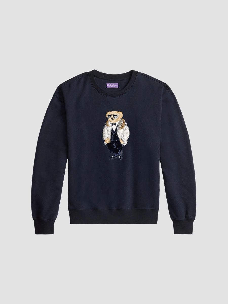 Ralph Lauren Purple Label Men's Polo Bear Relaxed-Fit Sweatshirt - Chairman Navy - Size XXL