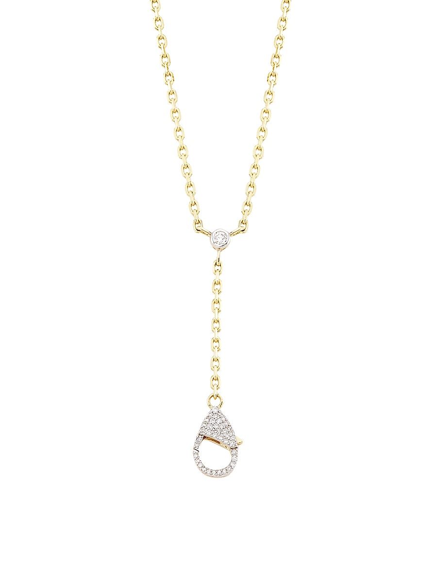 Women's 14K Yellow Gold & 0.22 TCW Diamond Lariat Necklace - Gold