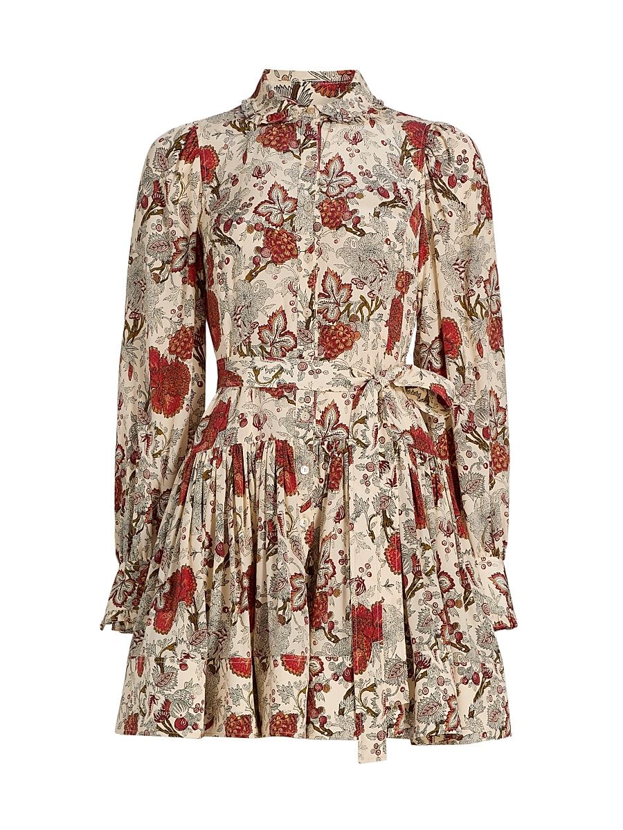 Women's Simona Floral Silk Tie-Waist Minidress - Winter Garden - Size 10