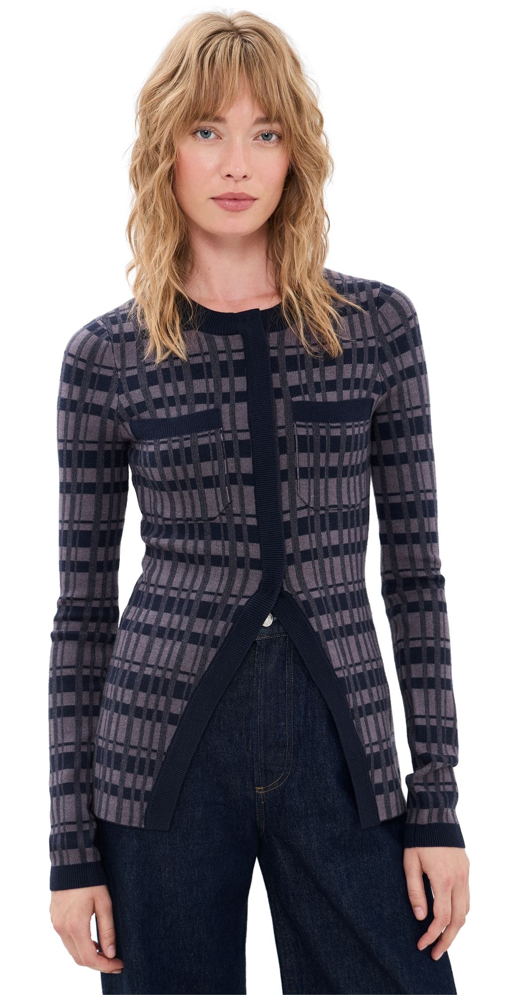 Favorite Daughter The Draper Cardigan Navy Plaid M
