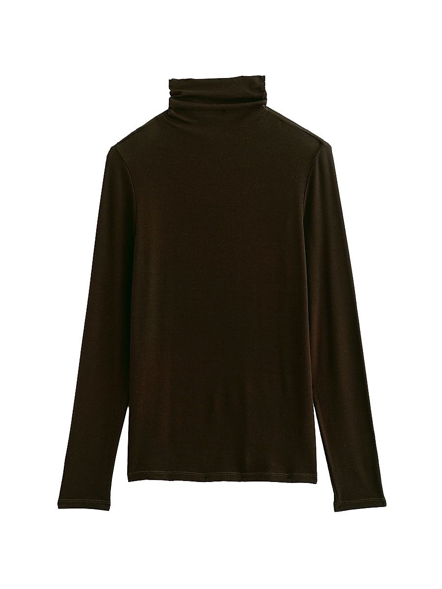 Women's Chels Cotton Turtleneck Sweater - Coffee Bean - Size XS