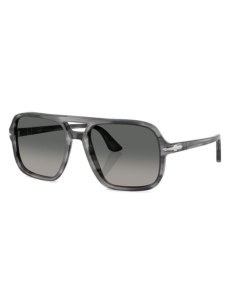 Men's 58MM Aviator Sunglasses - Striped Grey