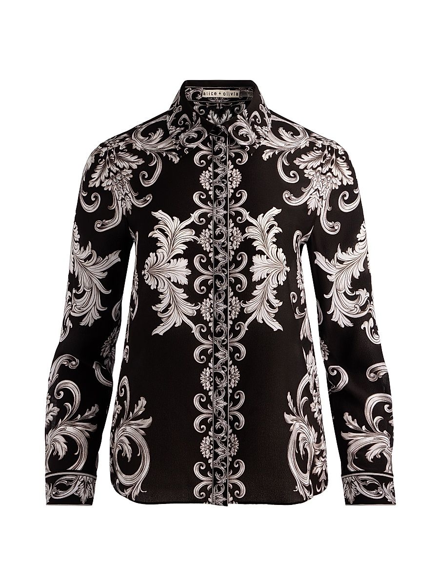 Women's Willa Printed Silk Shirt - Winters Tale - Size Small