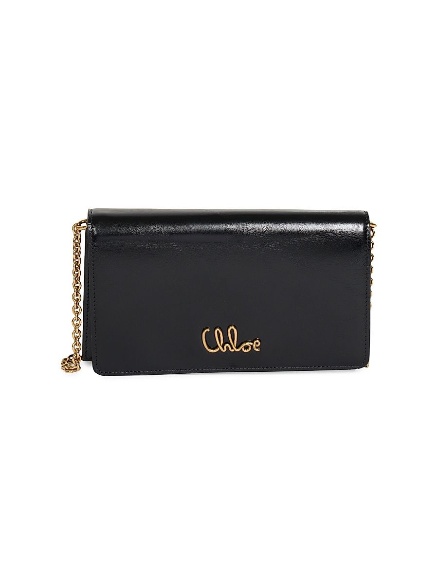 Women's Iconic Logo Patent Leather Shoulder Bag - Black