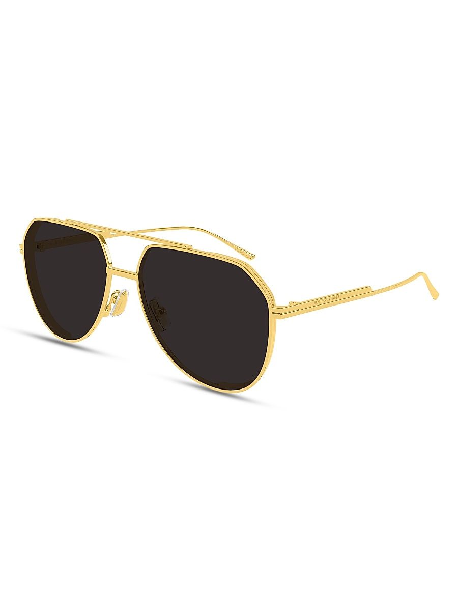 Men's Light Ribbon 60MM Pilot Metal Sunglasses - Gold Black