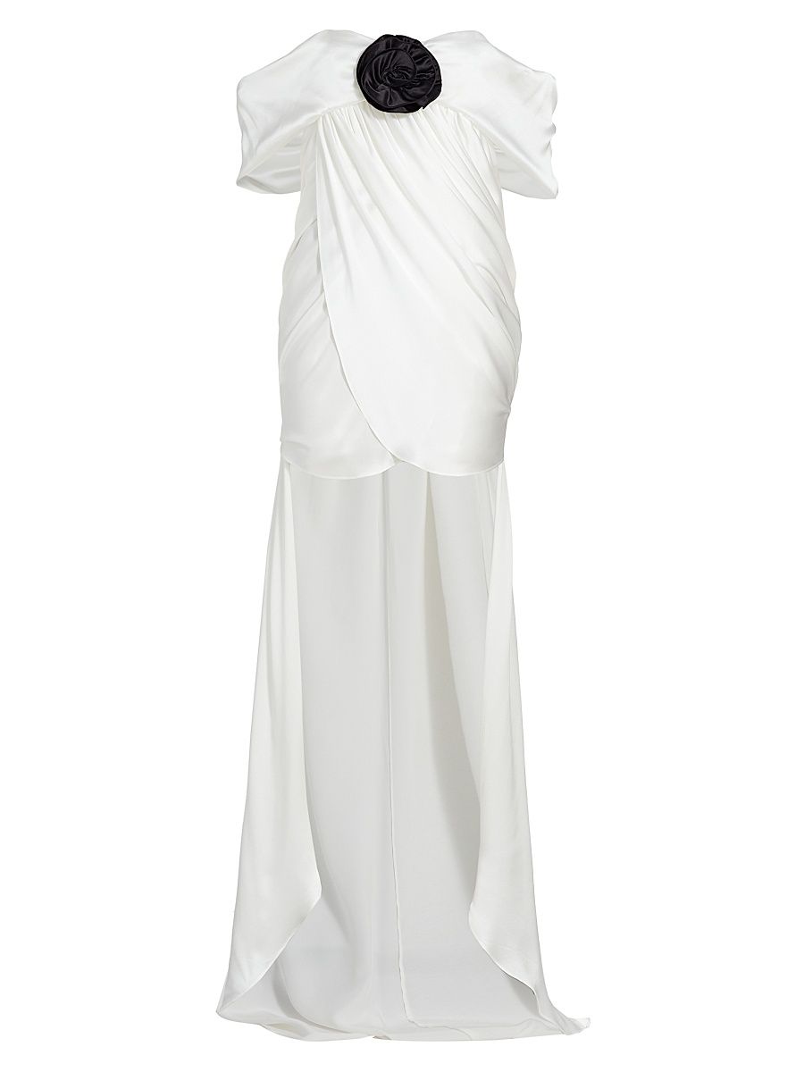 Women's Riley Silk Charmeuse Bridal Dress - Blanc - Size 12