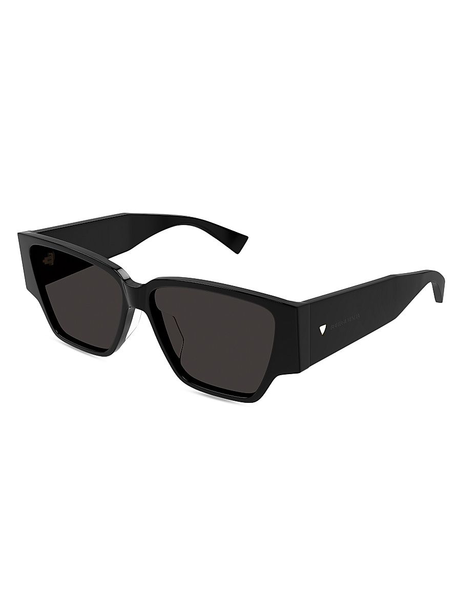 Women's Bold Triangle Stud 57MM Rectangular Sunglasses - Black Dark Grey