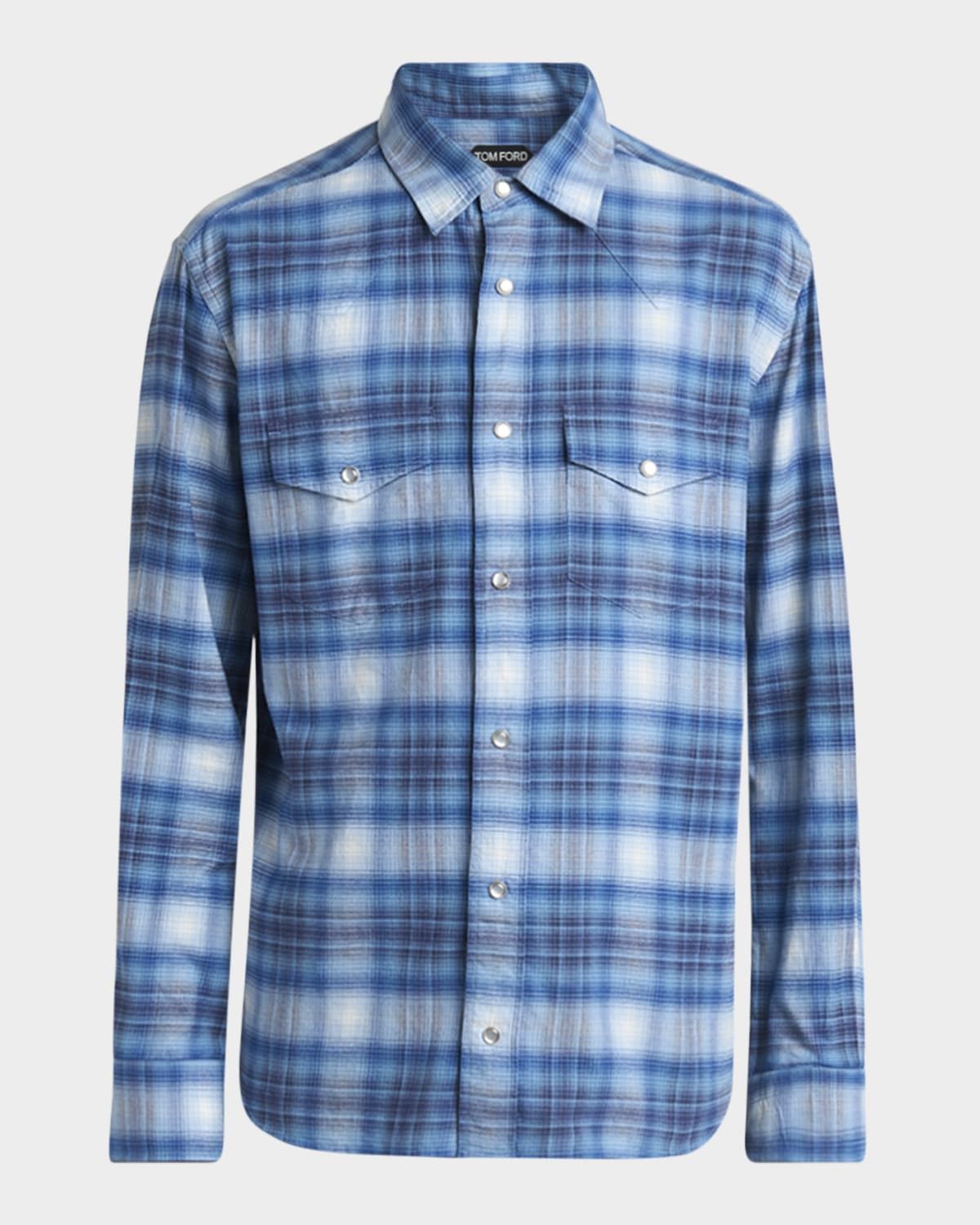 Men & apos;s Defused Check Slim Fit Western Shirt