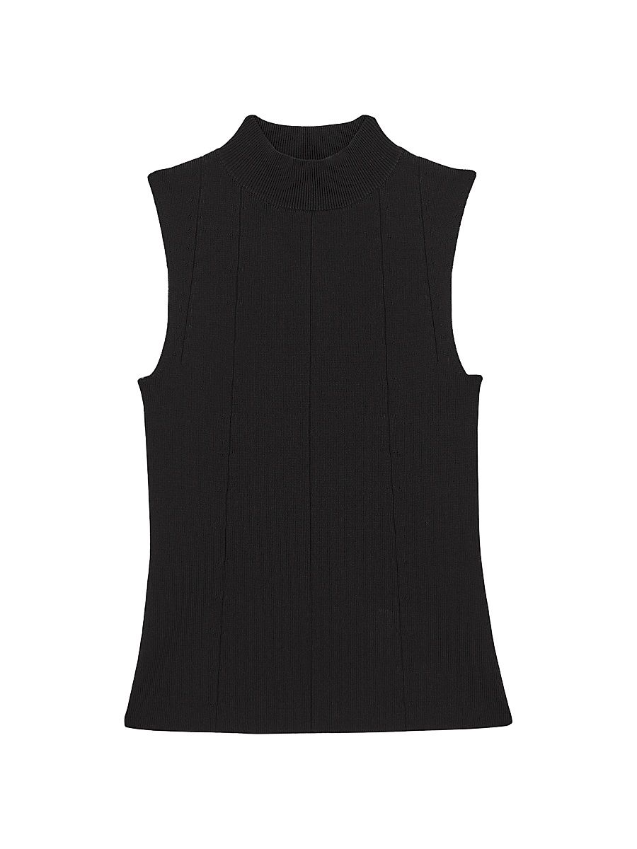 Women's Milan Knit Sleeveless Turtleneck Top - Black - Size XL