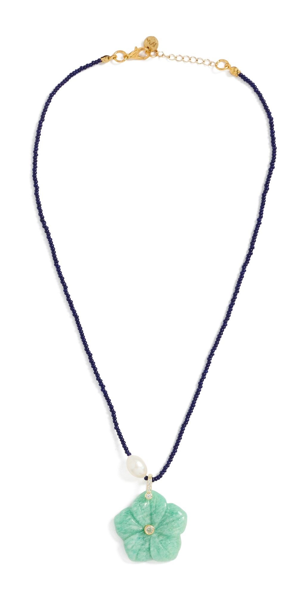 Maison Irem Azure Flower Necklace Green One Size