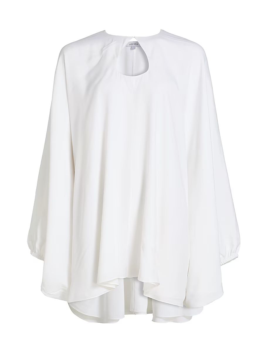 Women's Naya Keyhole Silk-Blend Crepe de Chine Shift Minidress - White - Size Large