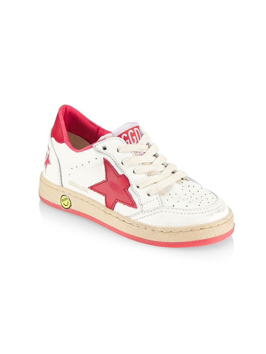 Baby's, Little Kid's & Kid's Ballstar Leather Star Sneakers - White Red - Size 3.5 (Baby)