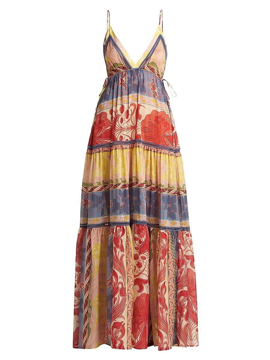 Women's Patchwork Tiered Long Dress - Size 8