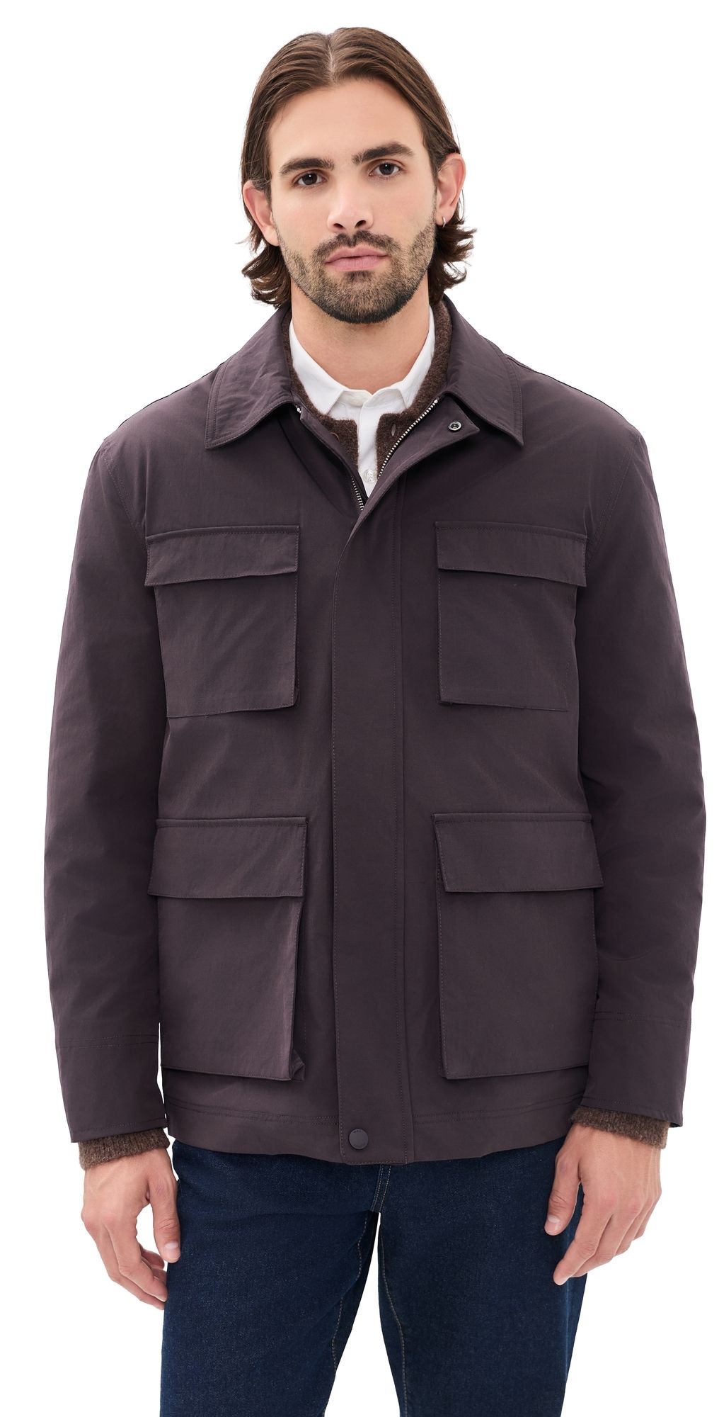 Wax London Fairfax Tech Canvas Field Jacket Dark Brown M