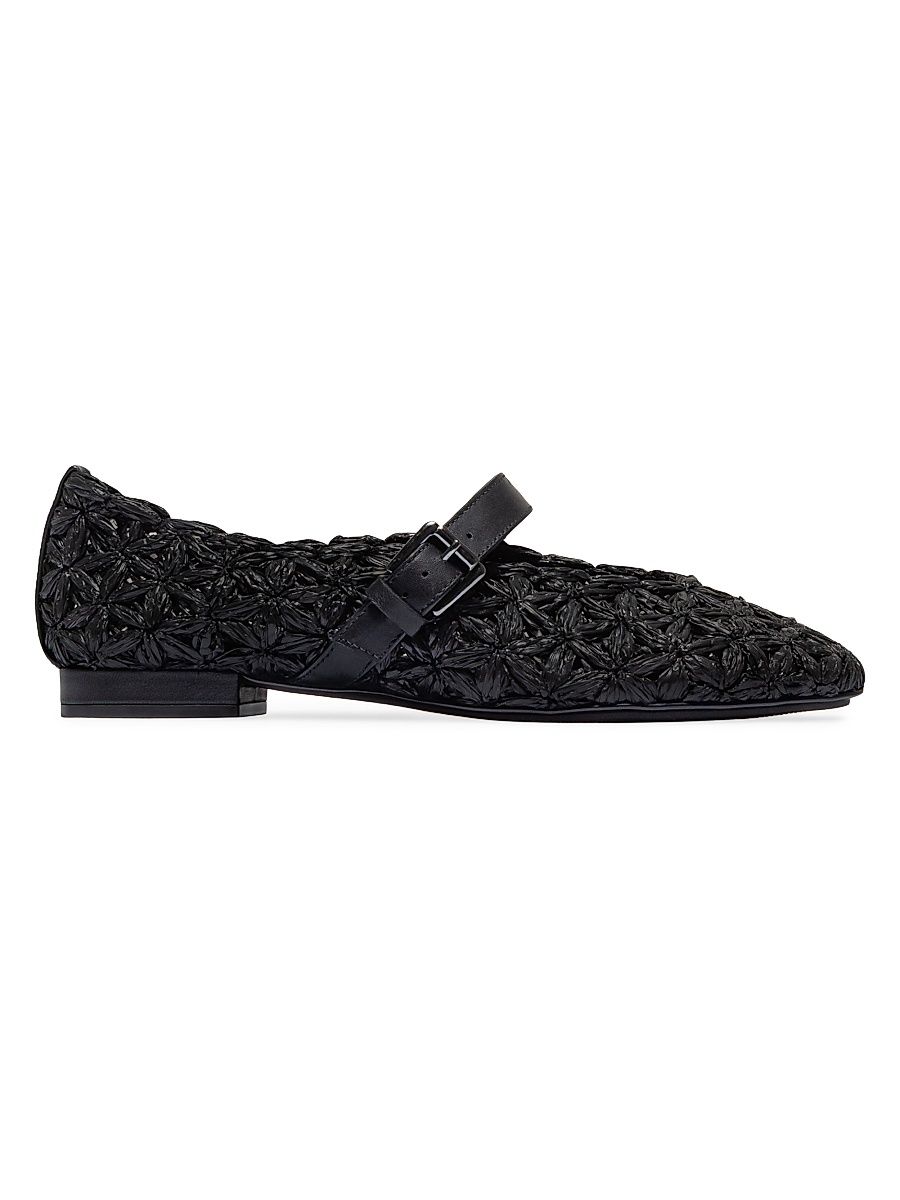 Women's Borden Raffia Mary Jane Flats - Black - Size 11