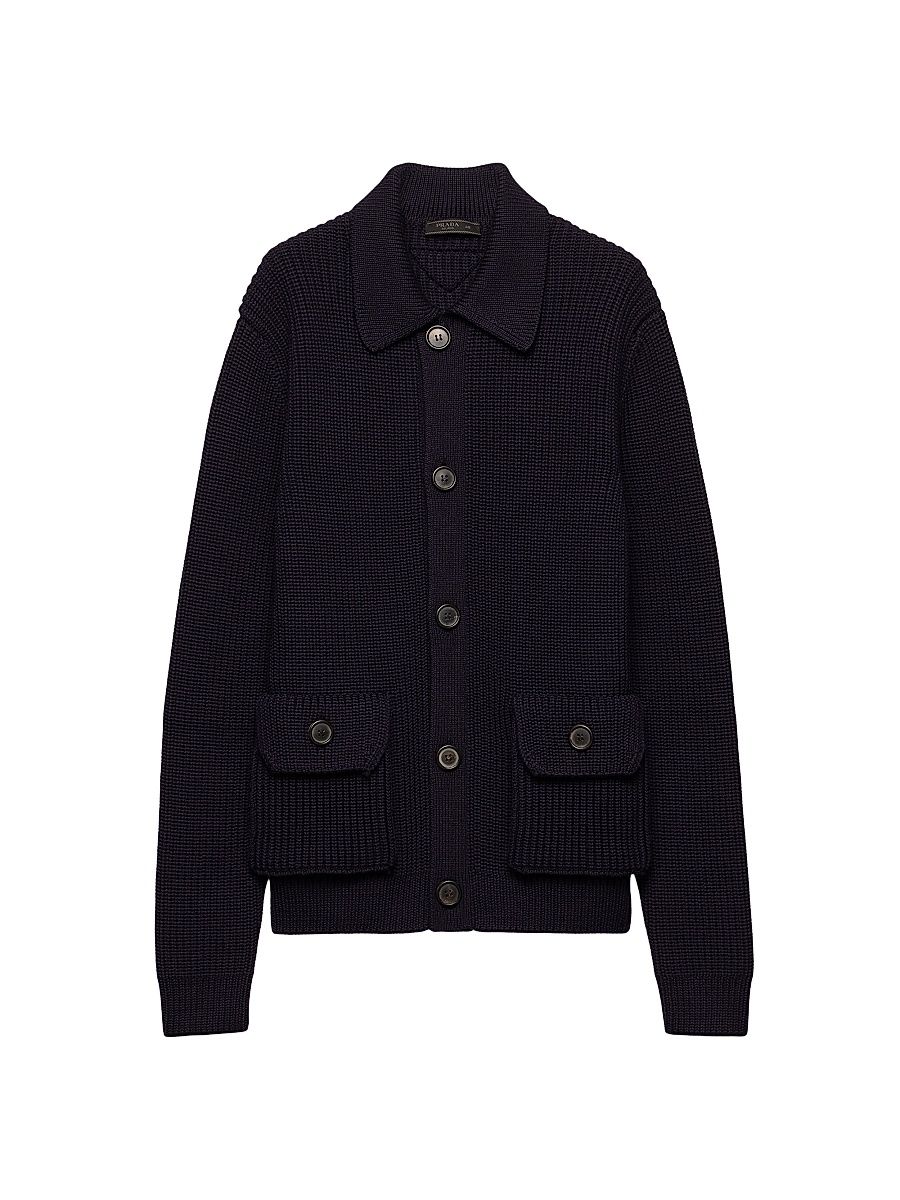 Men's Wool Cardigan - Blue - Size 44