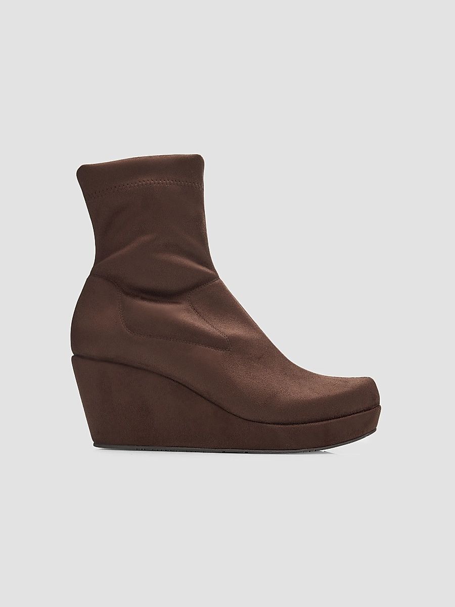 Women's Aliana 65MM Suede Wedge Sock Boots - Brown Suede - Size 6