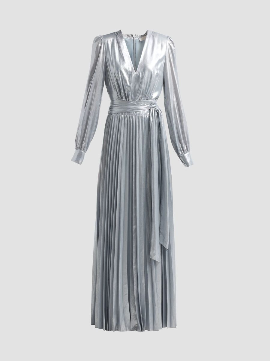 Ramy Brook Women's Amora Metallic Lamé Maxi Dress - Light Silver - Size 12