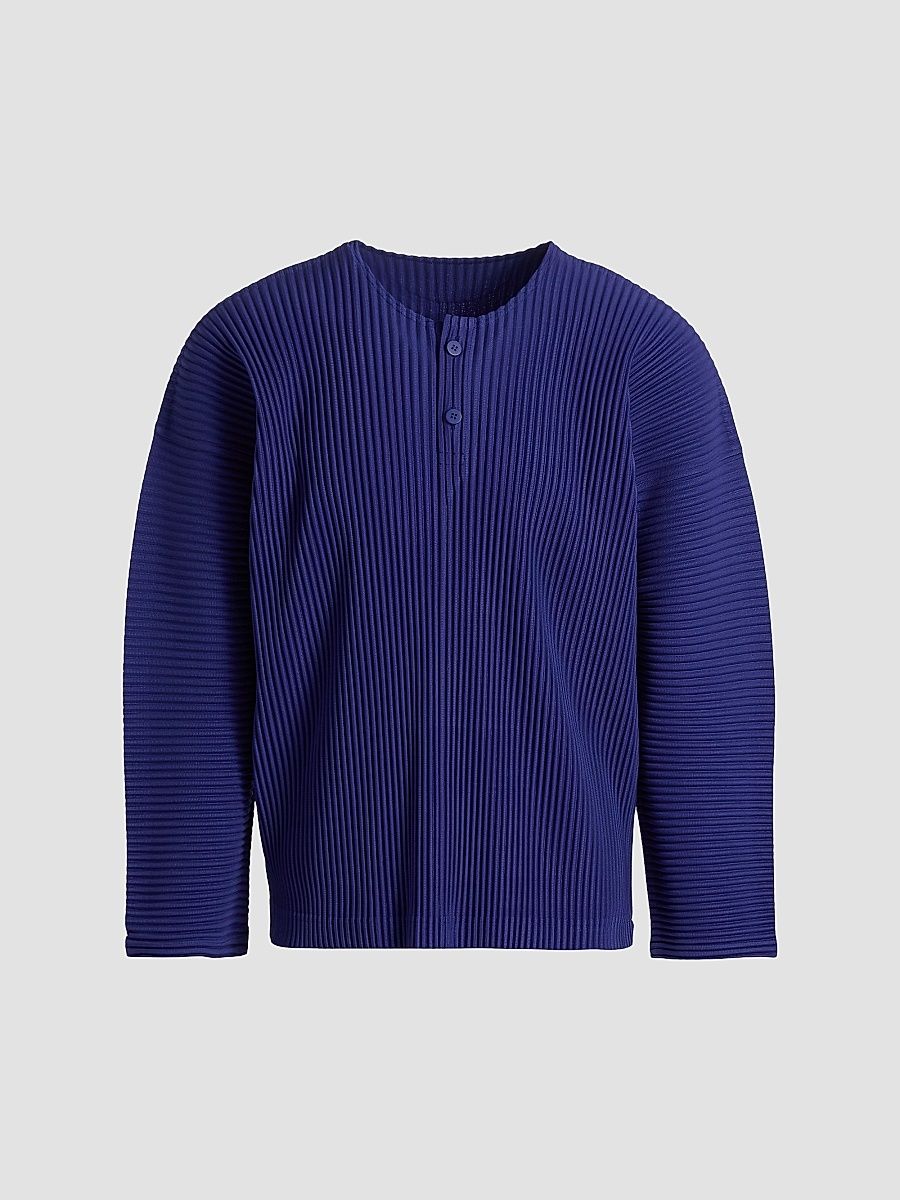 Men's Monthly Colors: February Henley Top - Blue - Size XL