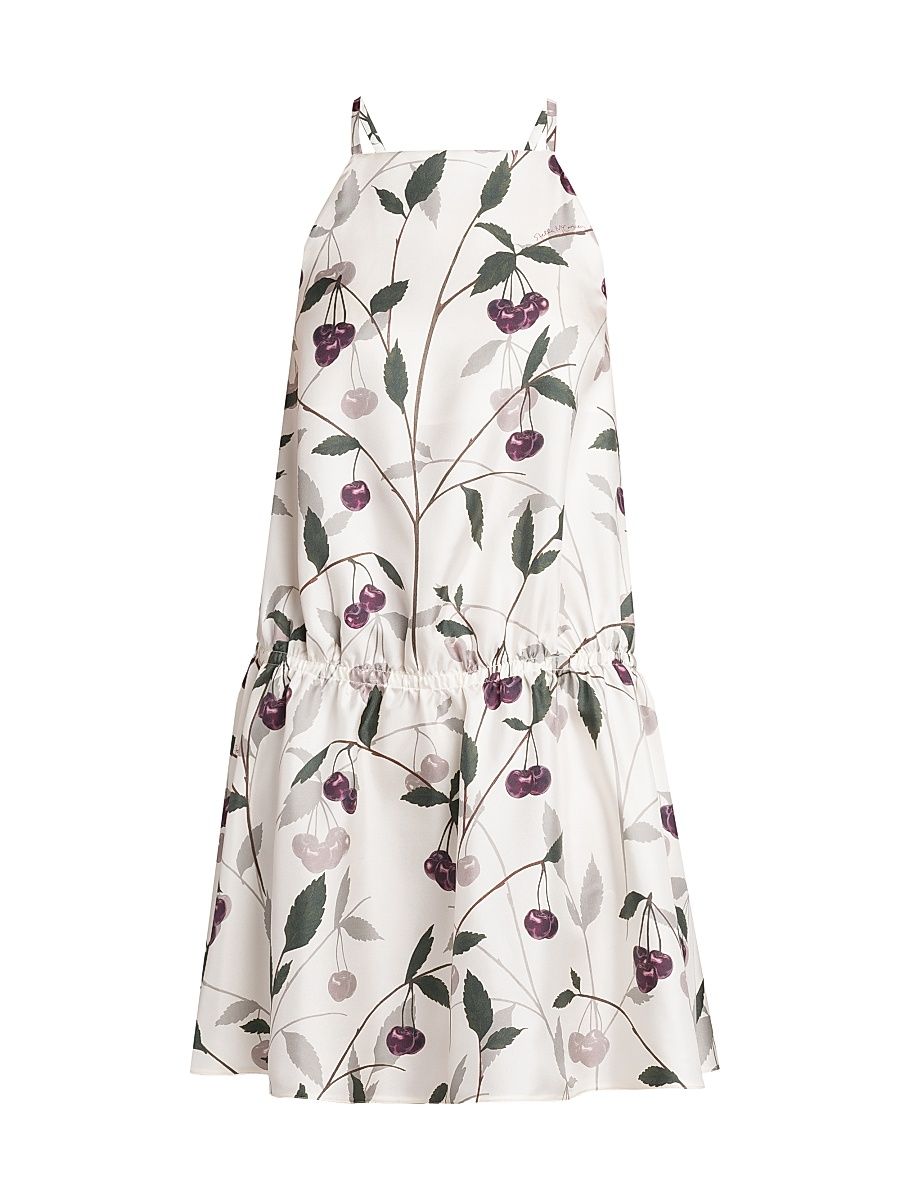 Women's High Summer Cherry Silk Minidress - Cream - Size 12