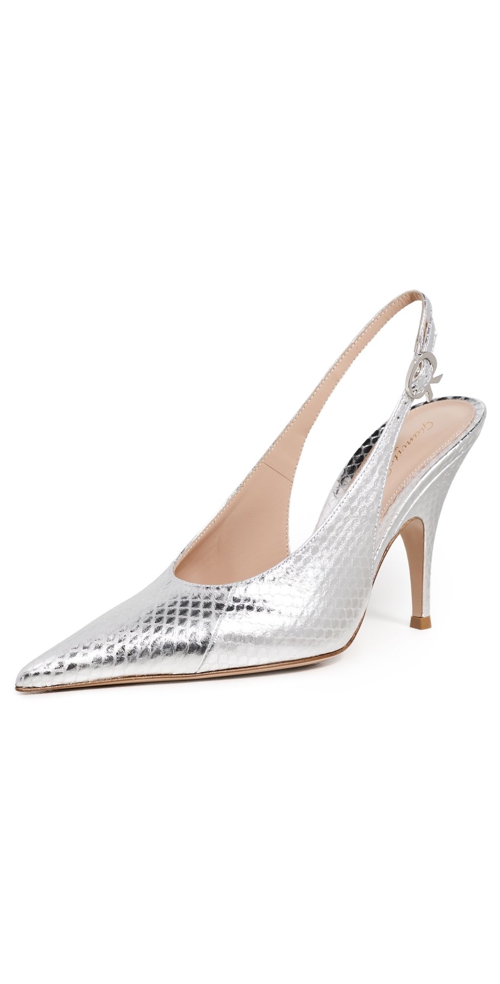 Gianvito Rossi Sofia Slingback Heels Silver 37.5