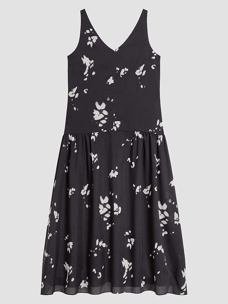 Women's Floral Drop-Waist Midi Dress - Black Multi - Size 00