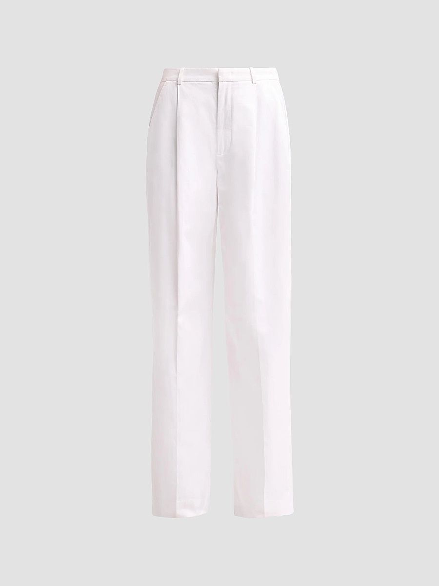 Vince Women's Camille Cotton-Blend Mid-Rise Wide-Leg Trousers - Optic White - Size 0