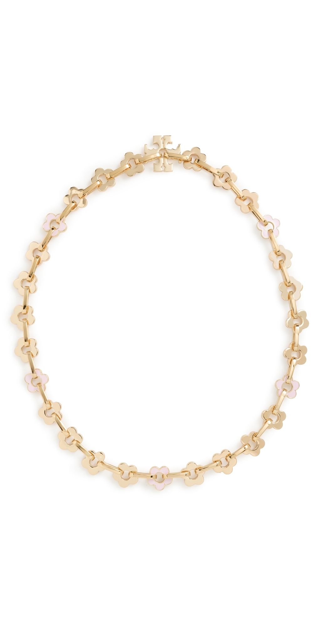 Tory Burch Interlocking Flower Necklace Tory Gold / New Ivory One Size