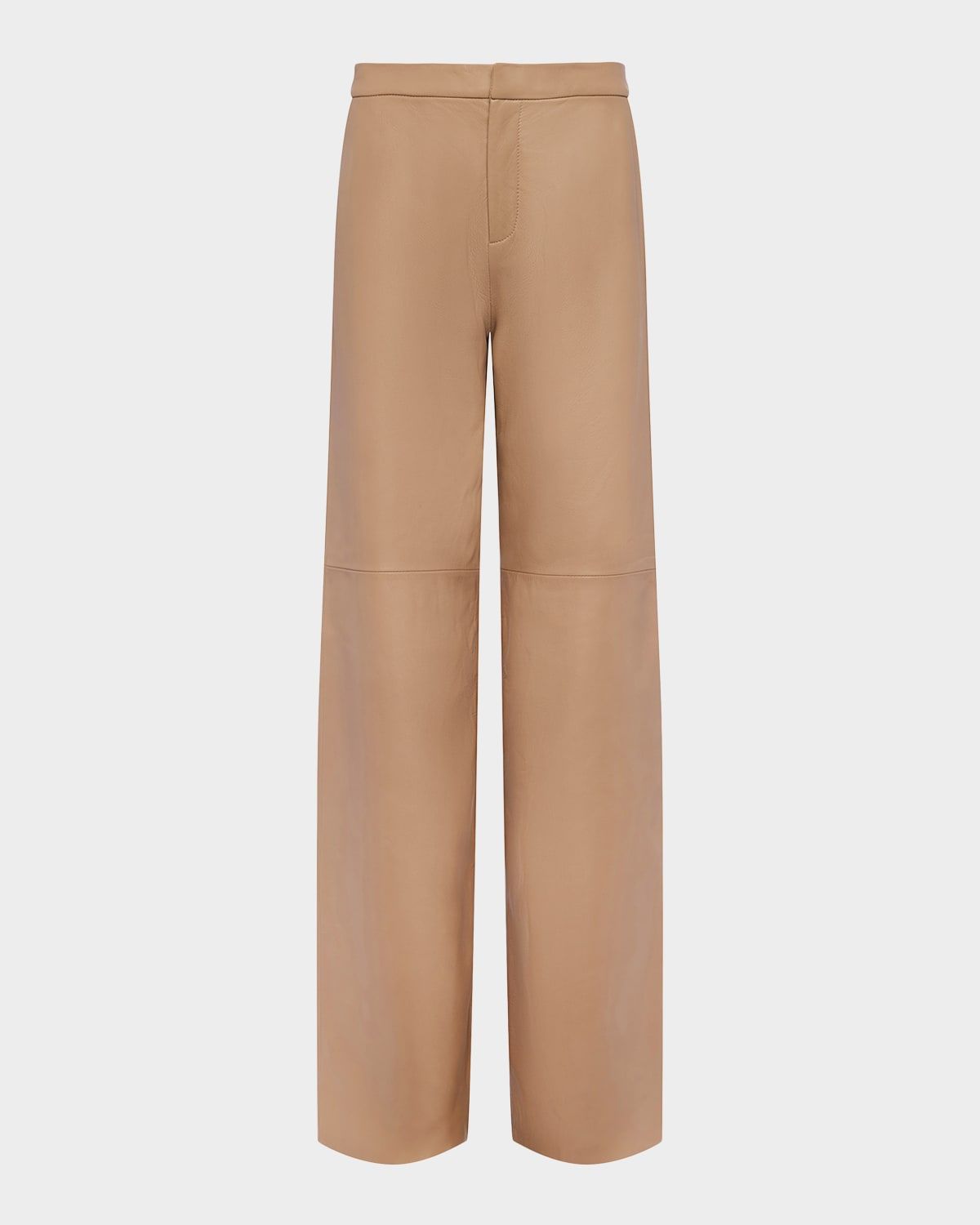 Livvy Mid-Rise Straight-Leg Leather Trousers
