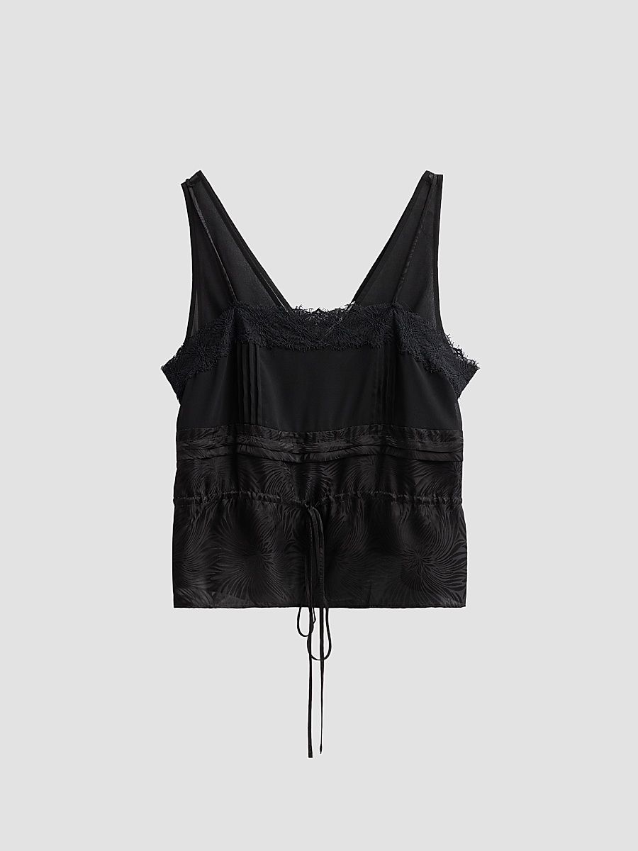 Women's Lace-Trim Satin Camisole - Black - Size 12