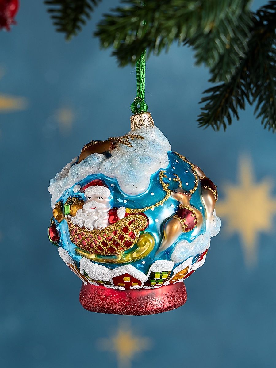 Snowglobe With Santa Glass Ornament