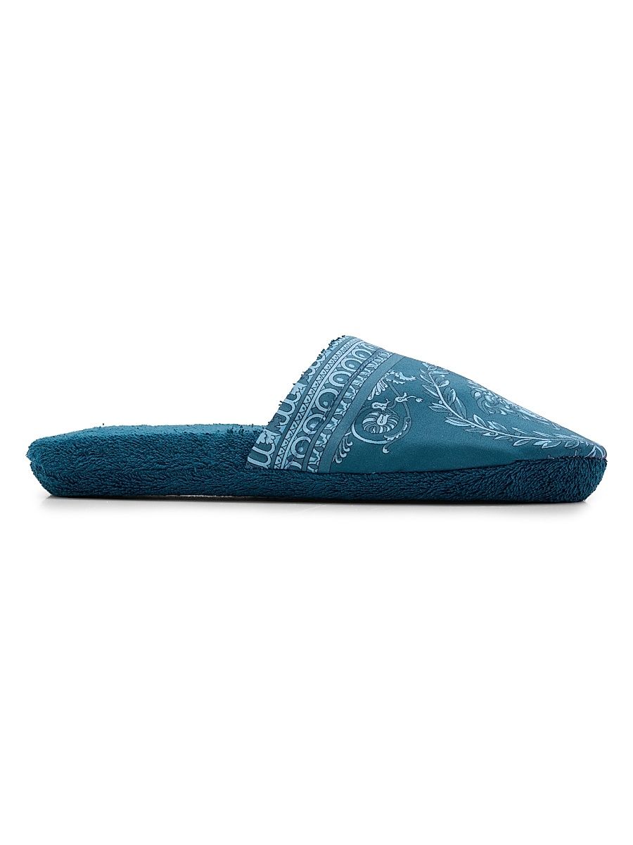 Men's I Heart Baroque Cotton Terry Slippers - Petrol Blue - Size 10.5