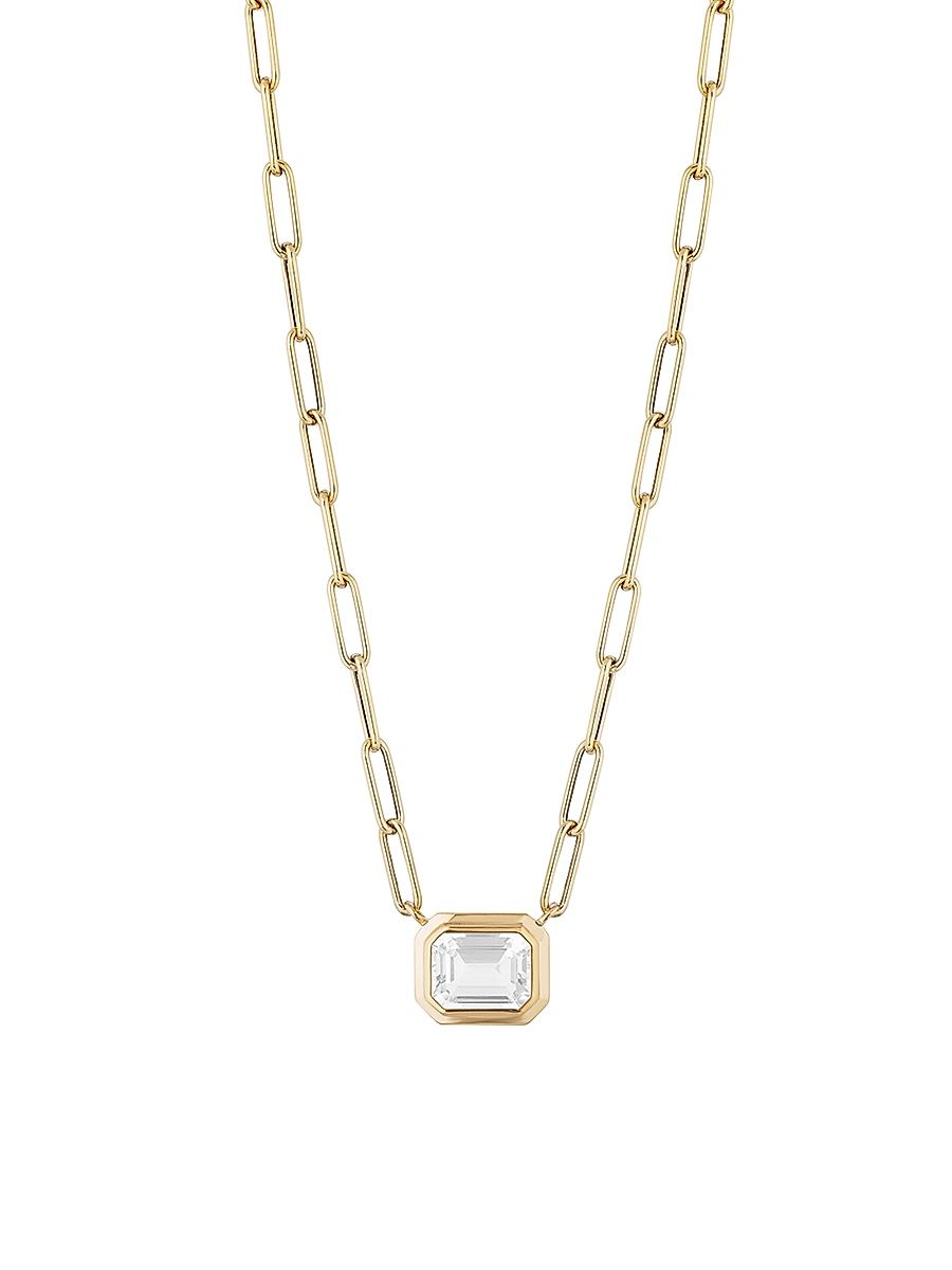 Women's Manhattan 18K Yellow Gold & Moon Quartz Pendant Necklace - Yellow Gold