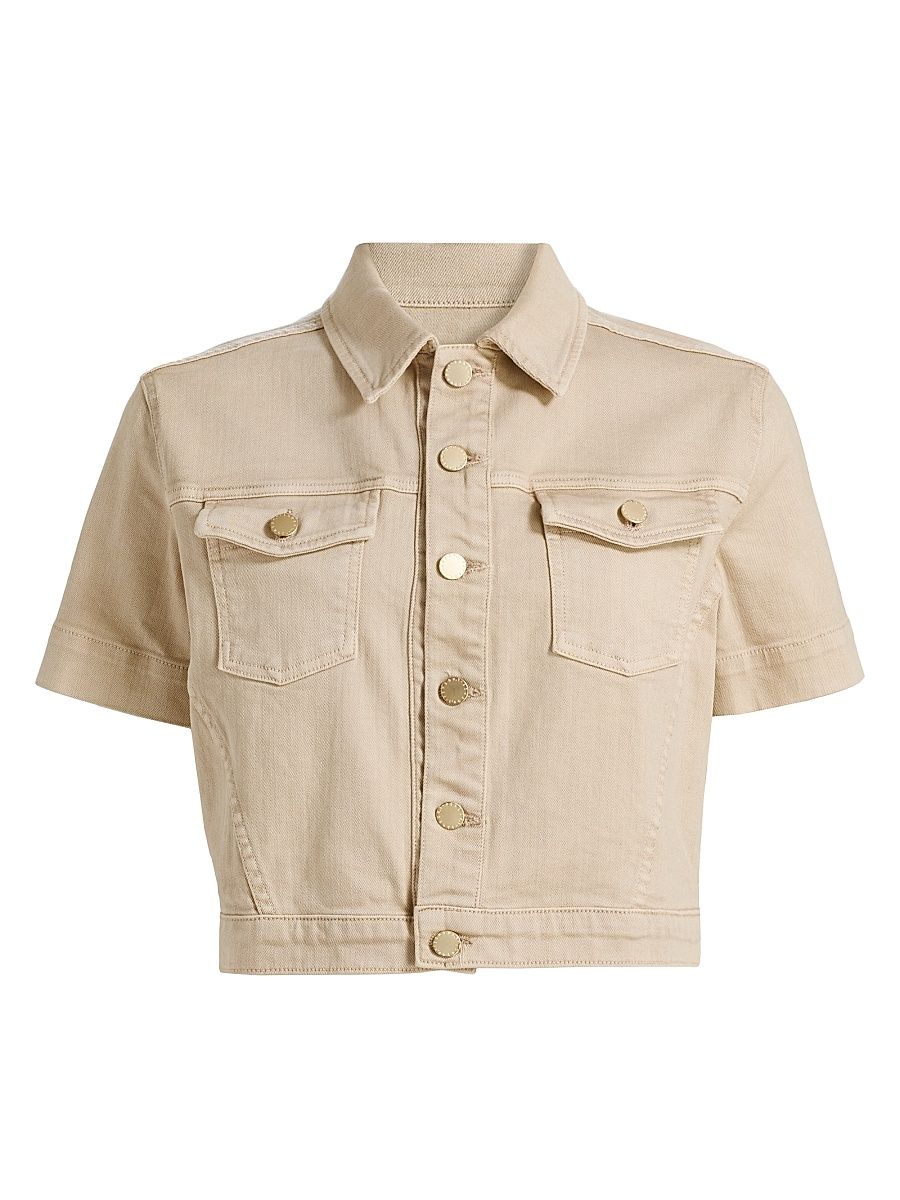 Women's Kirstie Stretch Cotton Short-Sleeve Crop Jacket - Biscuit - Size XL