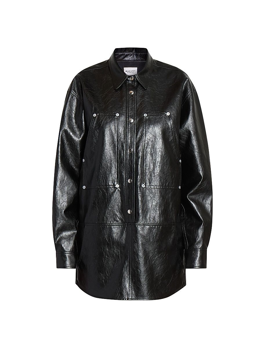 Women's Ayali Faux-Leather Shirtdress - Black - Size 4
