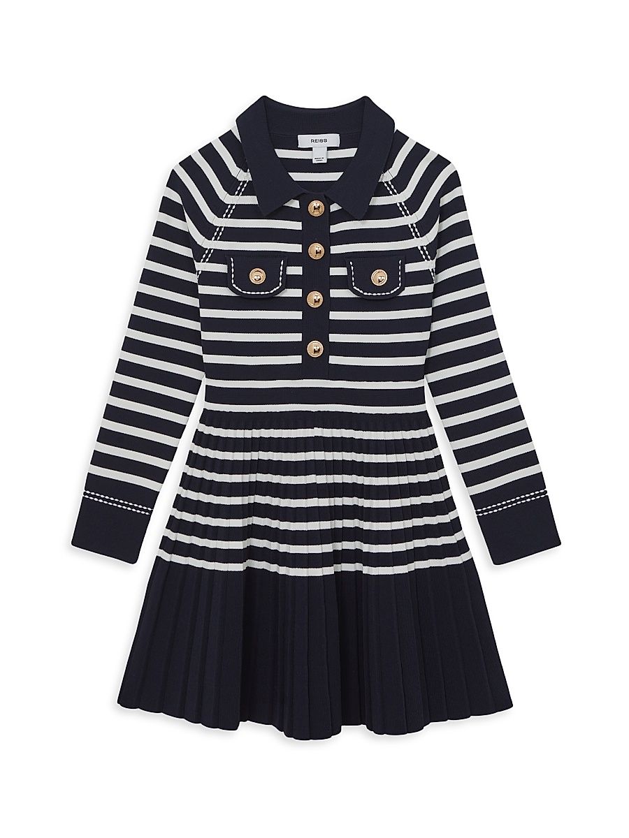 Little Girl's & Girl's Sapna Striped Shirtdress - Navy White - Size 9
