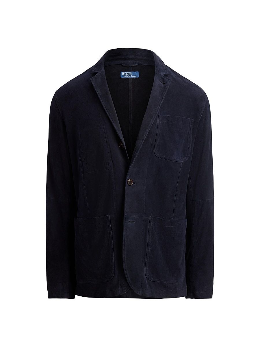 Men's Split Suede Modern-Fit Sport Coat - Collection Navy - Size XXL