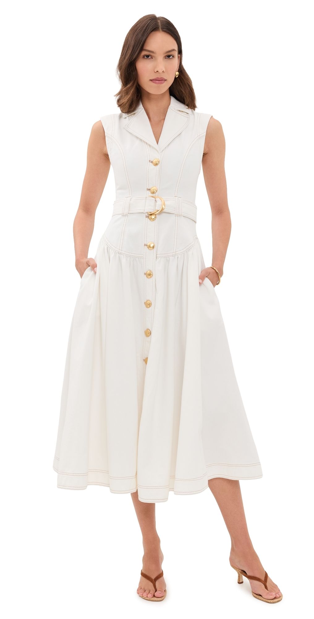 Aje Liliana Denim Dress Ivory 8