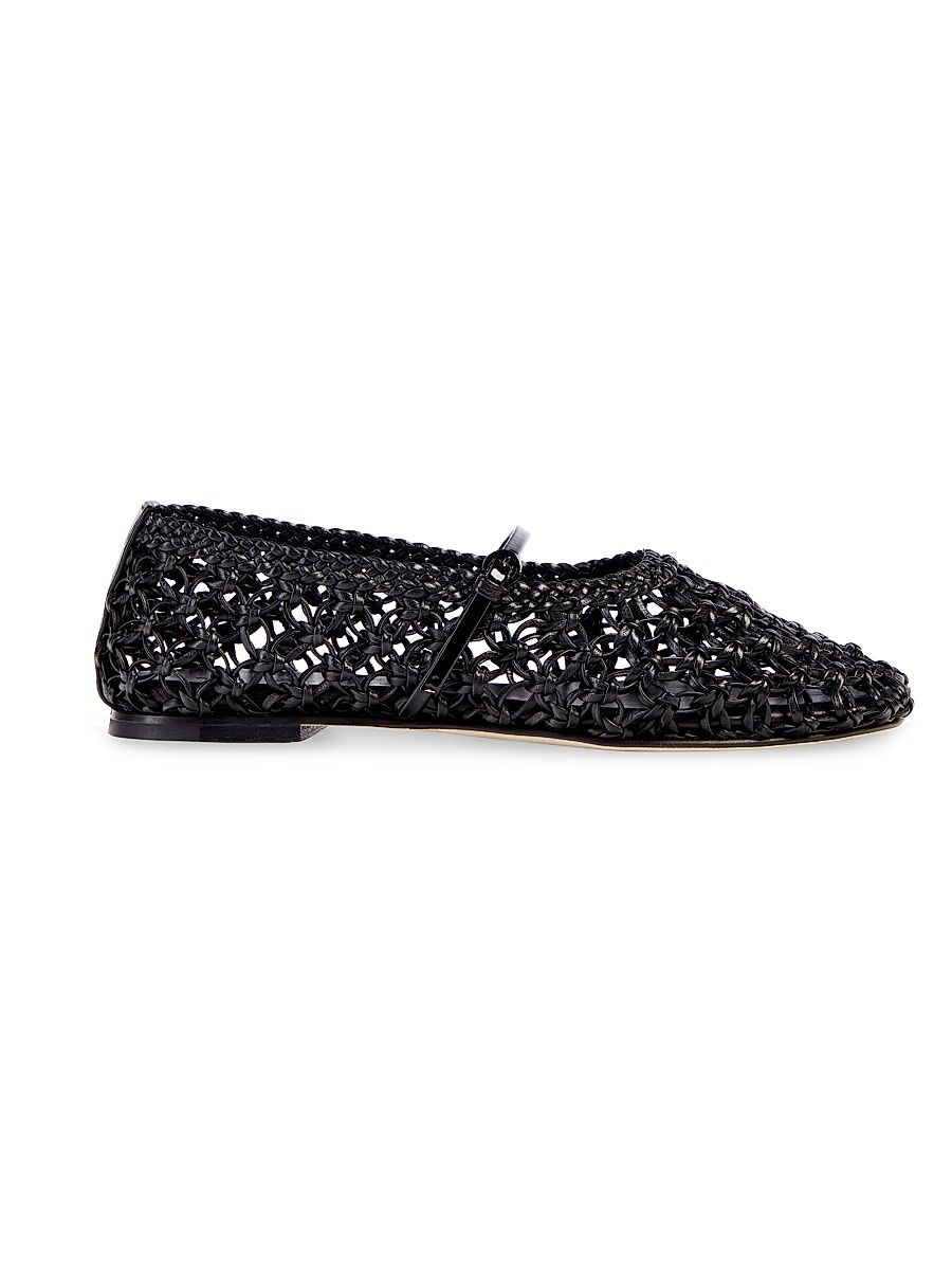 Women's Balla Woven Leather Flats - Black - Size 12