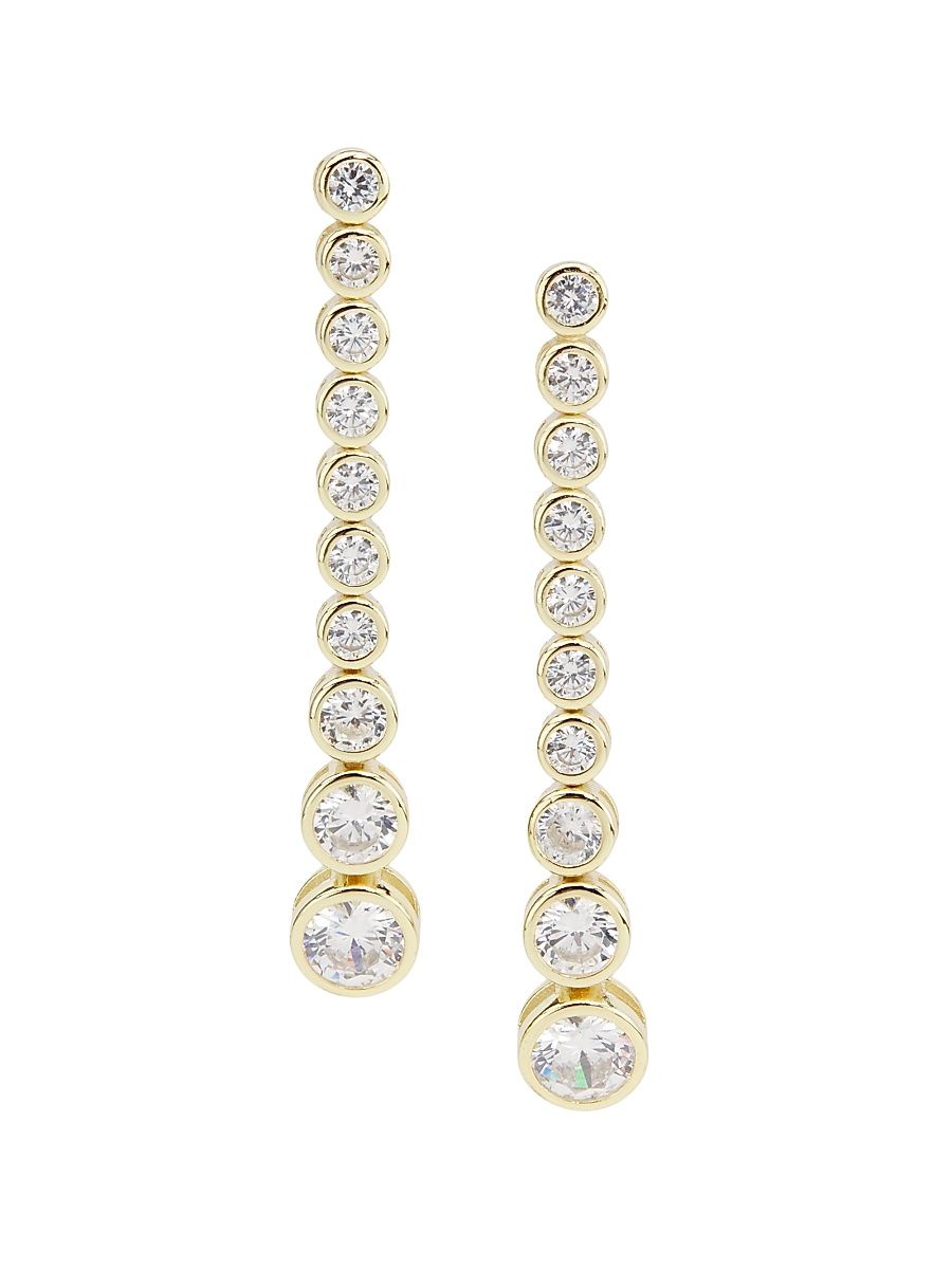 Women's 14K-Gold-Plated & Cubic Zirconia Bezel Drop Earrings - Gold