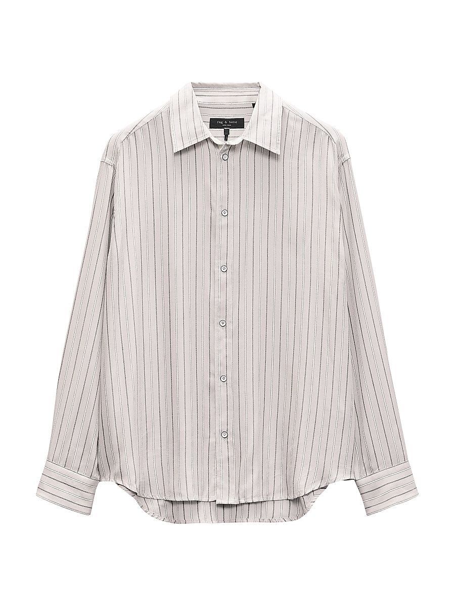Men's Matthew Striped Button-Front Shirt - White Stripe - Size XL