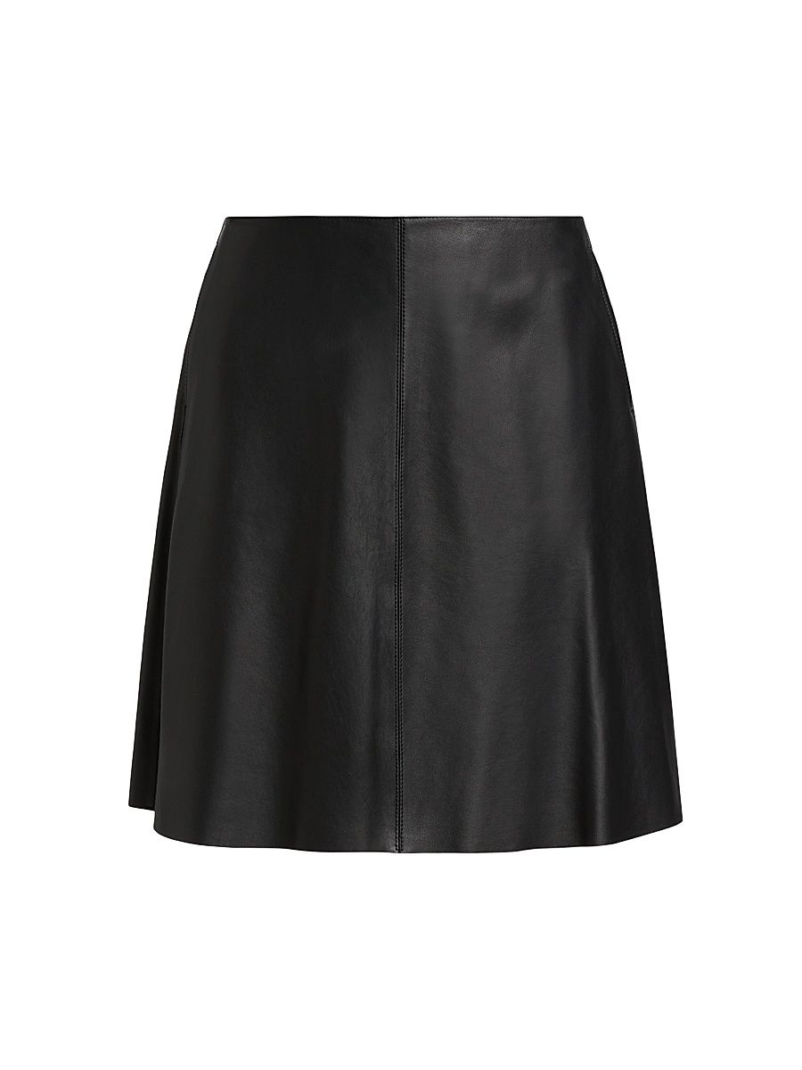 Women's Leather A-line Miniskirt - Black - Size 8