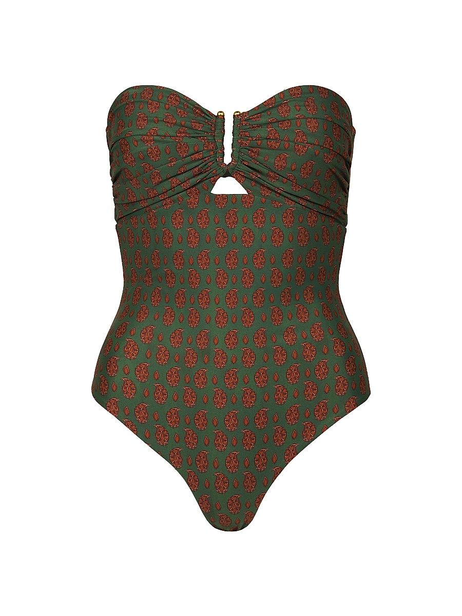 Women's Paisleys Lastly One-Piece Swimsuit - Green Nude - Size XS