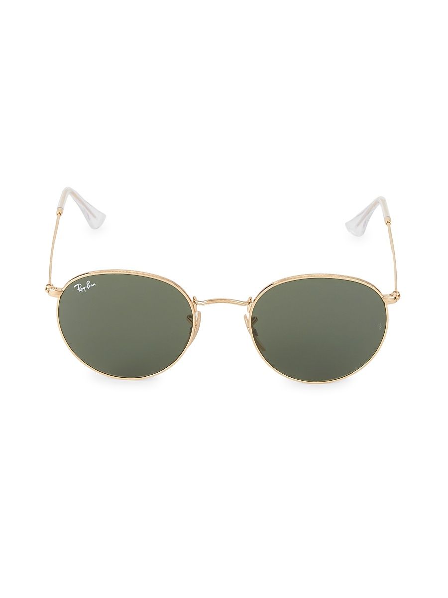 Men's RB3447 53MM Round Sunglasses - Gold Green