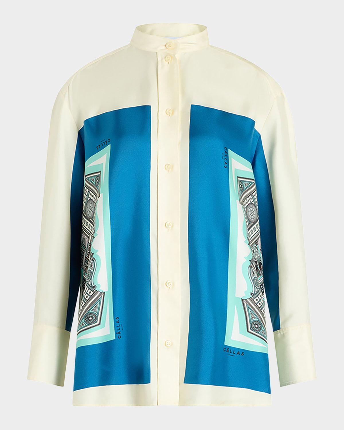 Lyn Oversized Geometric-Print Silk Shirt