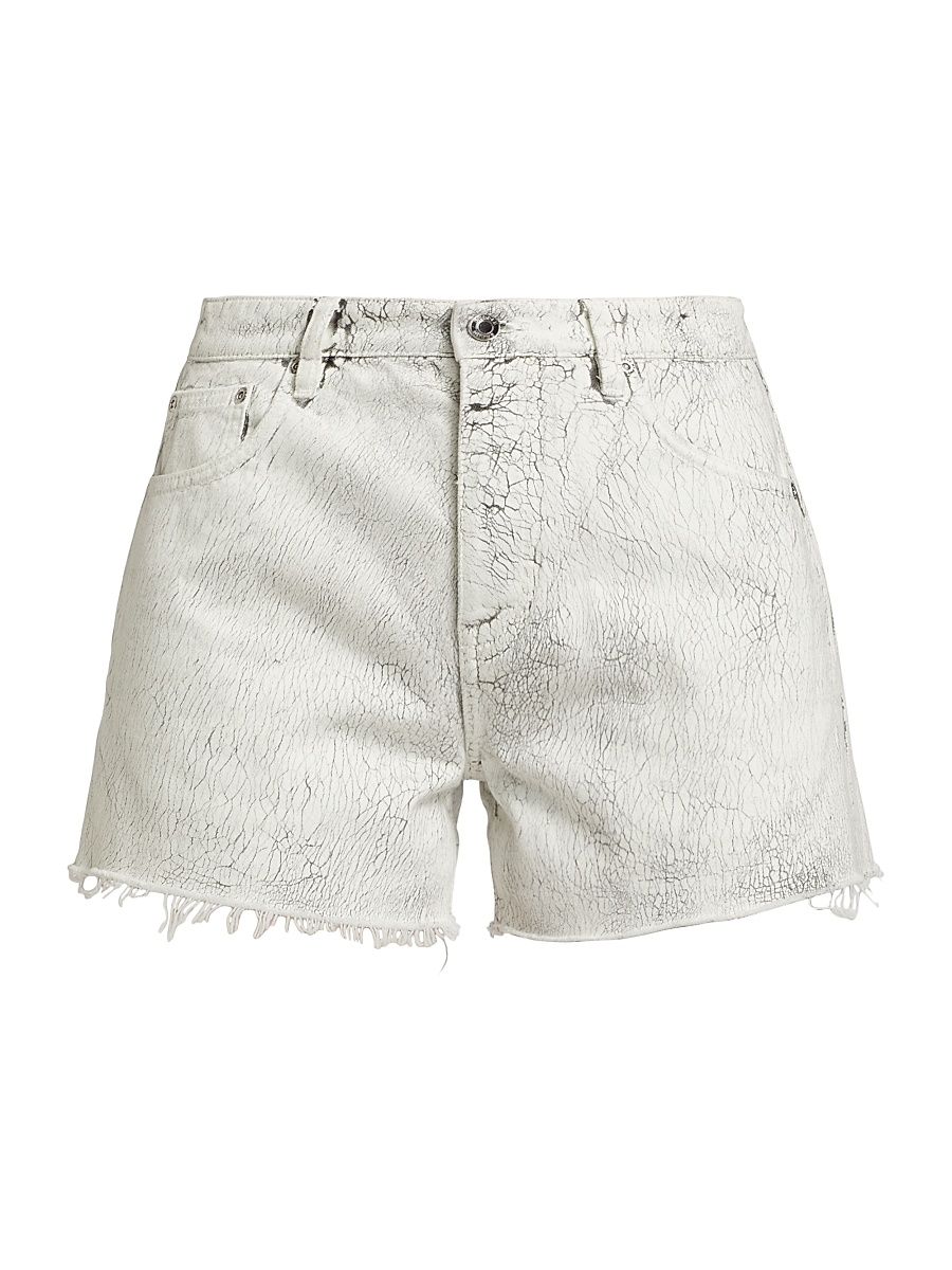 Women's Crackle High-Rise Denim Shorts - White - Size 24