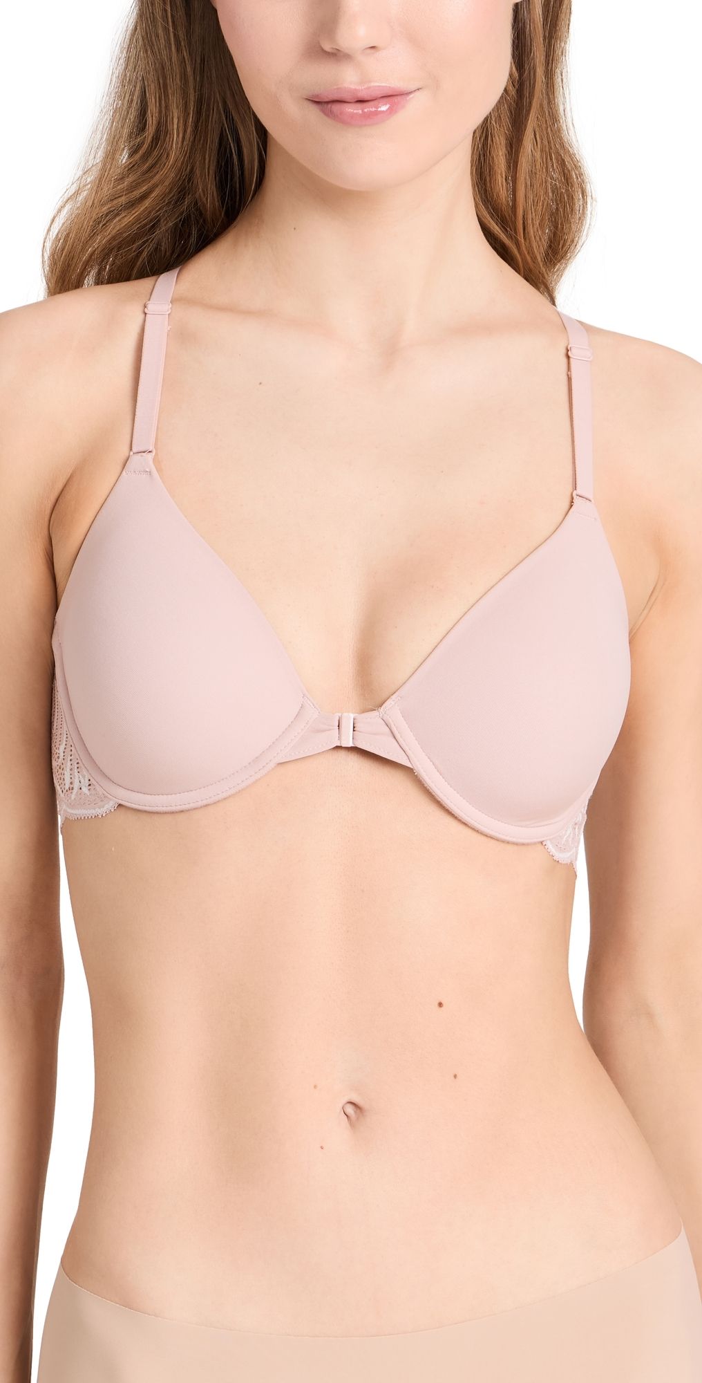 Natori Lush Front Close Contour Underwire Bra Rose Beige/Warm White 38B