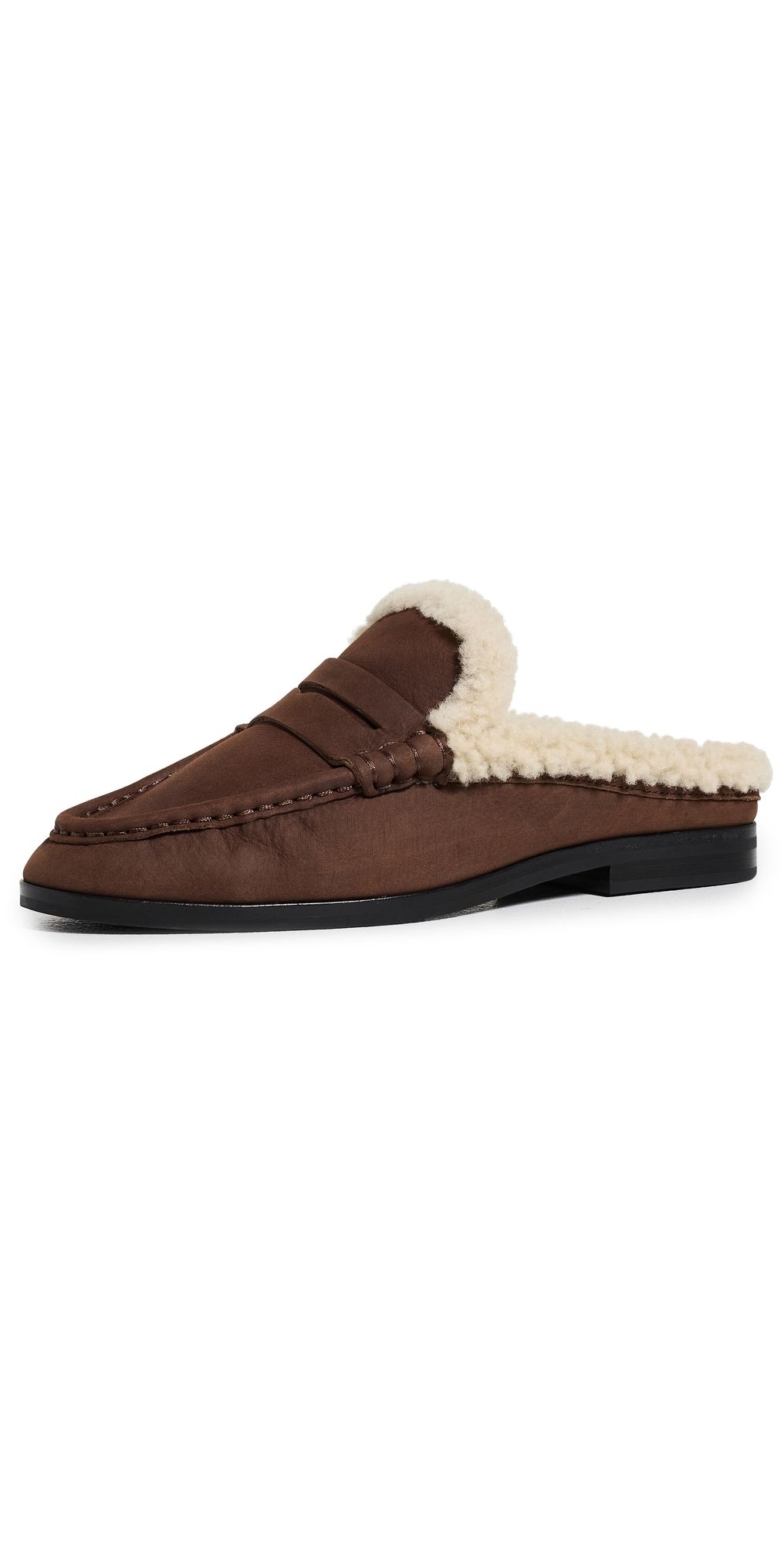 SIMKHAI Dean Shearling Loafer Mules Cacao Ecru 41