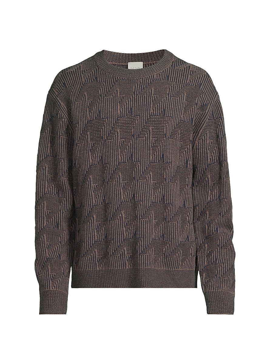 Men's Tribute to Photography Houndstooth Merino Wool Sweater - Medium Beige - Size XL