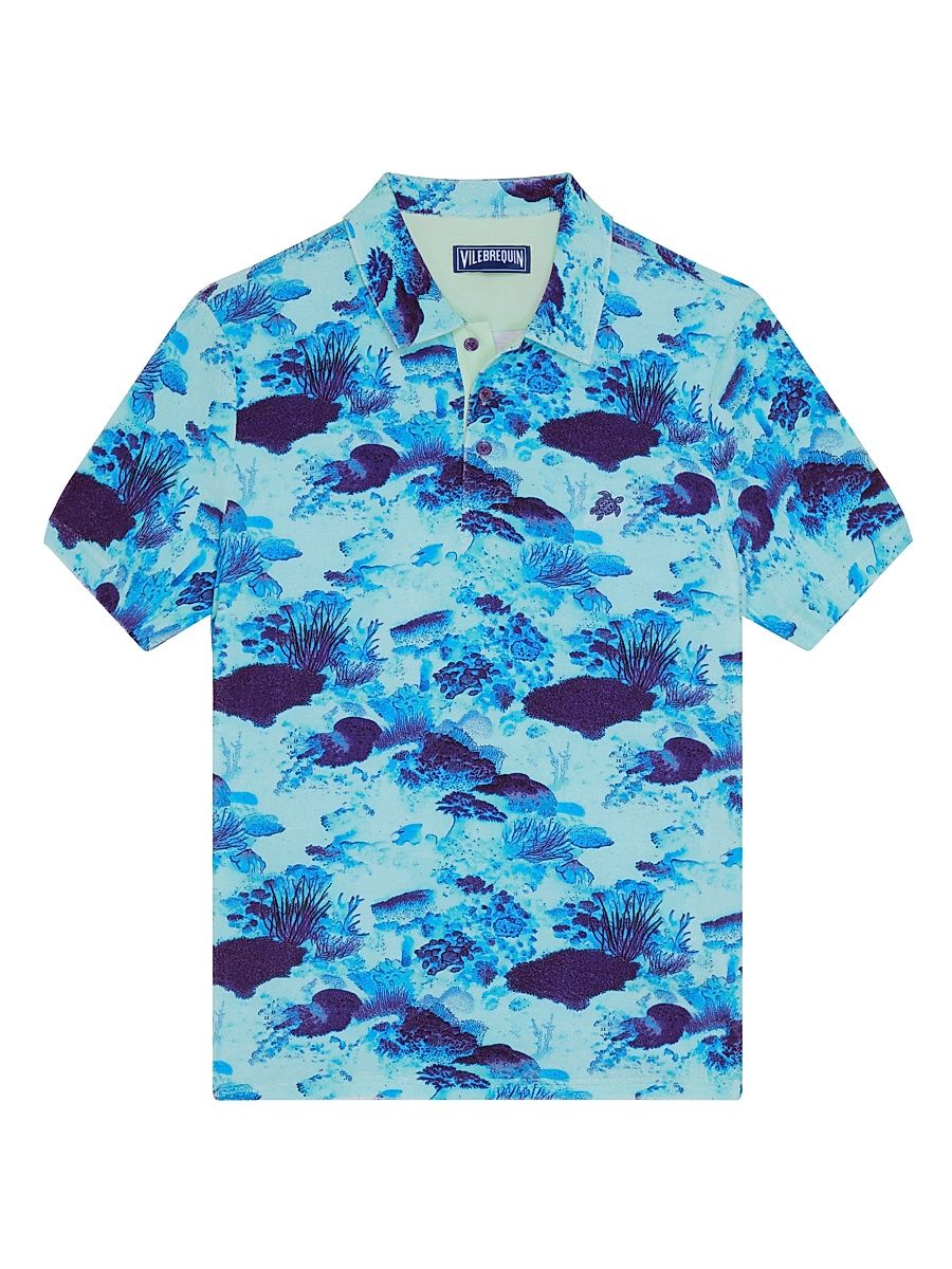 Men's Coral Reef Terry Polo Shirt - Blue - Size XXL